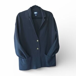 Lands' End Classic Black Cotton 2 Button Blazer size XL with 2 Pockets